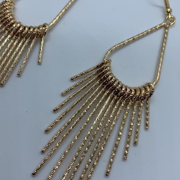 Gold Tassel Drop Earrings - Picture 4 of 6